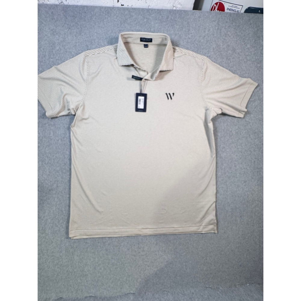 Peter Millar Crown Crafted Tailored Fit Polo Mens XL Barley Stripe MF25XK01E
